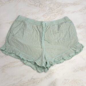 American Eagle Outfitters Light Green Striped Lined Shorts w Ruffle Hem Size XXL